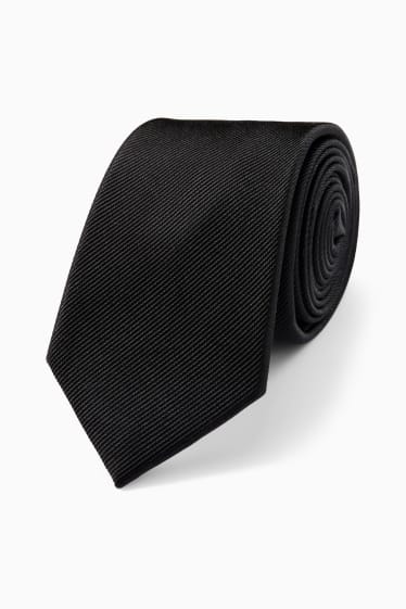 Hommes - Cravate en soie - noir