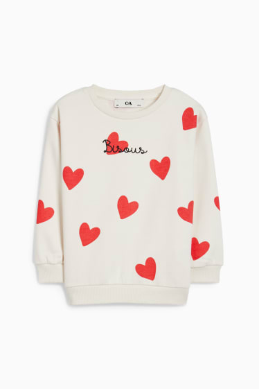 Kinder Mädchen - Herz - Sweatshirt - weiss