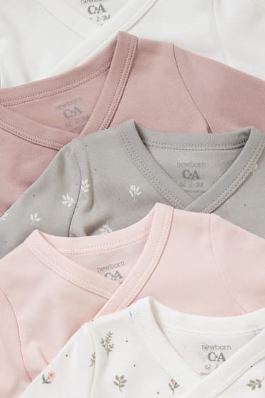 Bébés - Lot de 5 - bodys croisés pour bébé - rose