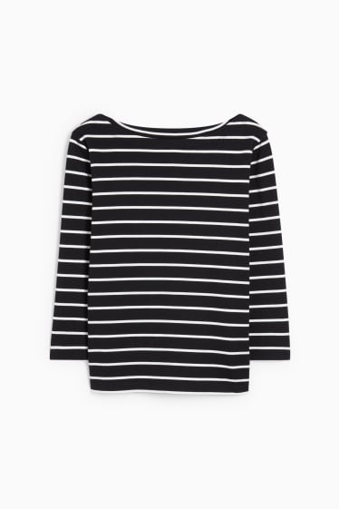 Women - Long sleeve top - striped - black