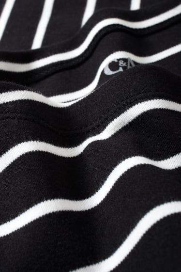 Women - Long sleeve top - striped - black