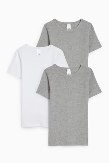 Kinderen: jongens - Set van 3 - ondershirt - lichtgrijs