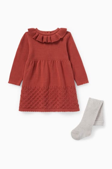 Neonati - Completo in maglia per bebè - 2 pezzi - rosso