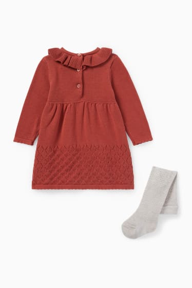 Babies - Knitted baby outfit - 2 piece - red