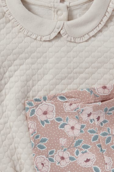 Bébés filles - Ensemble bébé - 2 pièces - à fleurs - beige clair