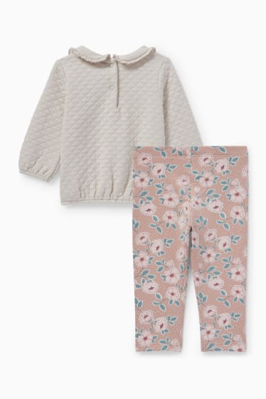 Babys - Baby-Outfit - 2 teilig - geblümt - hellbeige