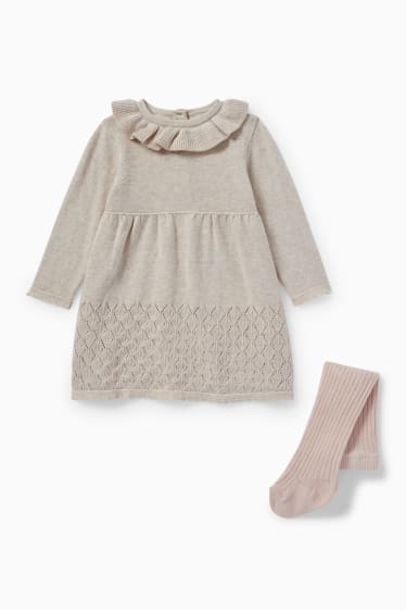 Neonati - Completo in maglia per bebè - 2 pezzi - beige chiaro