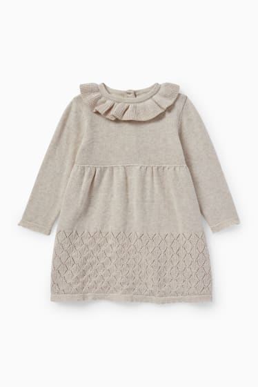 Bébés - Ensemble en maille pour bébé - 2 pièces - beige clair