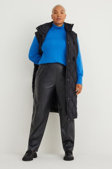 Donna - Pantaloni - vita alta - straight fit - similpelle - nero