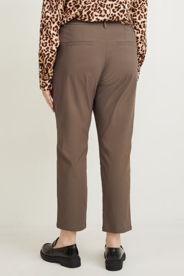 Kobiety - Spodnie materiałowe - średni stan - straight fit - jasnobrązowy