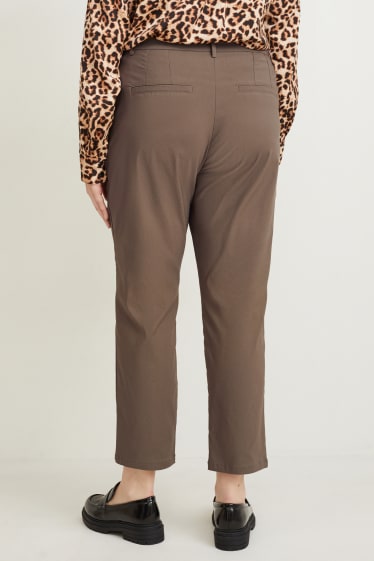 Femmes - Pantalon en toile - mid waist - straight fit - marron clair