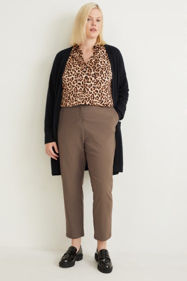 Femmes - Pantalon en toile - mid waist - straight fit - marron clair