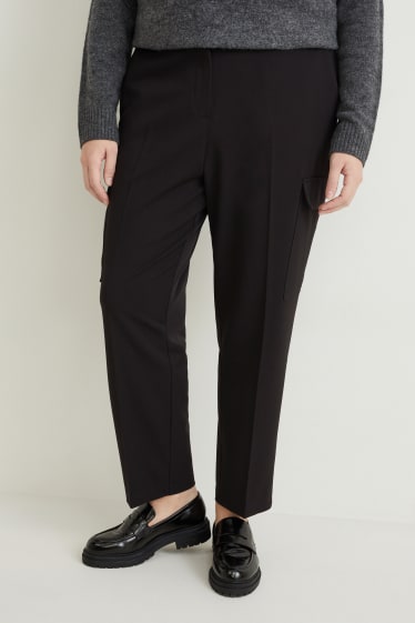 Femmes - Pantalon cargo - high waist - regular fit - noir