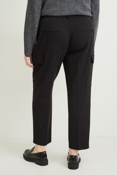 Femei - Pantaloni cargo - talie înaltă - regular fit - negru