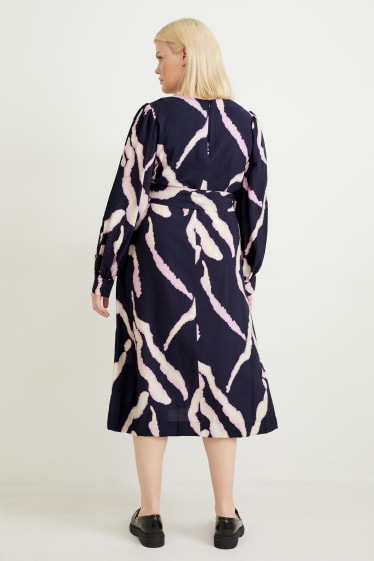 Dames - A-lijn-jurk - met patroon - donkerblauw