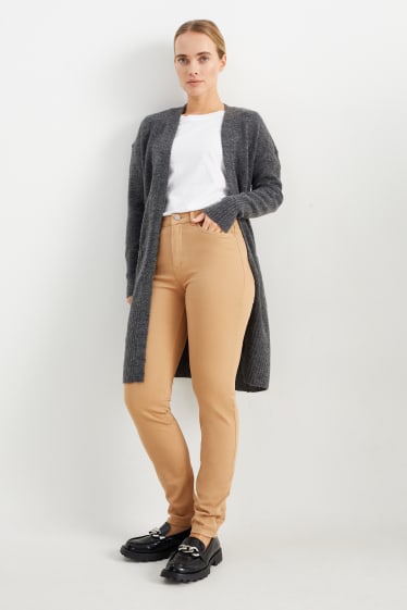 Damen - Stoffhose - High Waist - Slim Fit - hellbraun