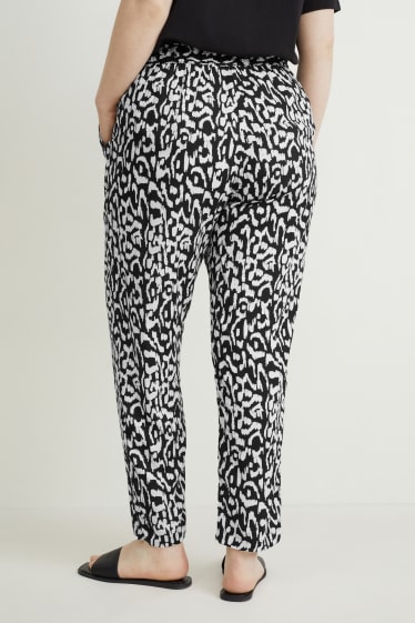 Femmes - Pantalon de toile - mid waist - comfort fit - à motif - noir / blanc