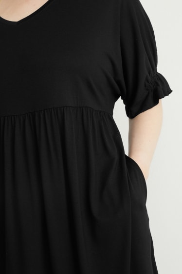Dames - Jurk met V-hals - zwart