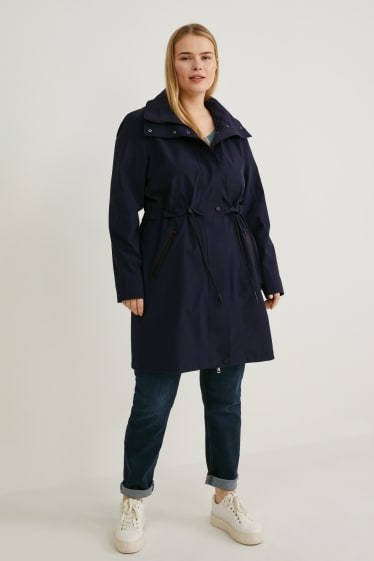 Women - Hooded raincoat - dark blue