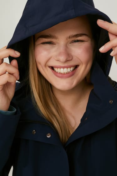 Femmes - Imperméable à capuche - bleu foncé