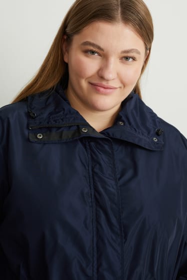 Dames - Parka met capuchon - donkerblauw