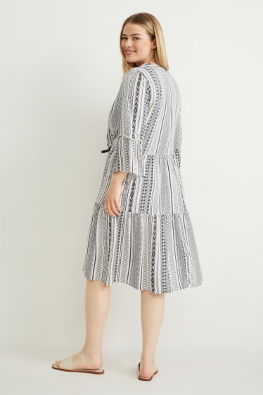 Damen - Kleid - gemustert - schwarz / weiß