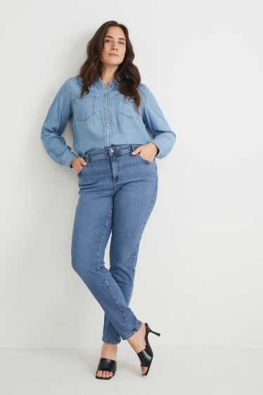 Femmes - Skinny jean - mid waist - One Size Fits More - jean bleu