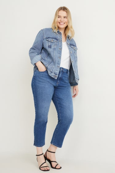 Kobiety - Crop jeans - średni stan - LYCRA® - dżins-niebieski