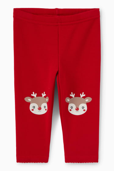 Bébés filles - Rudolphe - legging doublé de Noël pour bébé - rouge foncé