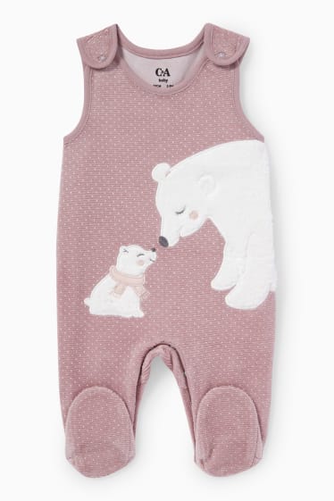 Bébés - Ours polaire - ensemble avec grenouillère - rose