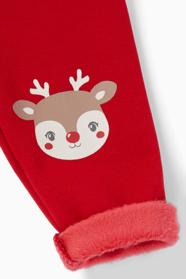 Bébés filles - Rudolphe - legging doublé de Noël pour bébé - rouge foncé