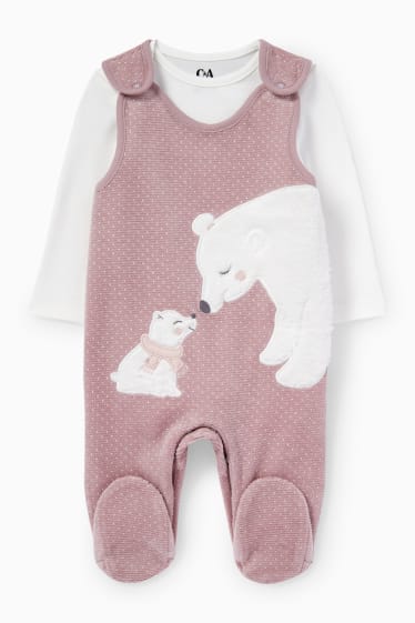 Miminka - Motiv ledního medvěda - souprava dětského overalu - růžová