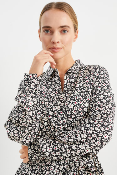 Dona - Vestit camiser - de flors - negre