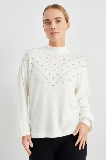 Dames - Sweatshirt - glanseffect - crème wit