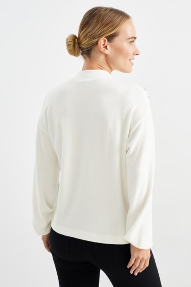 Dames - Sweatshirt - glanseffect - crème wit