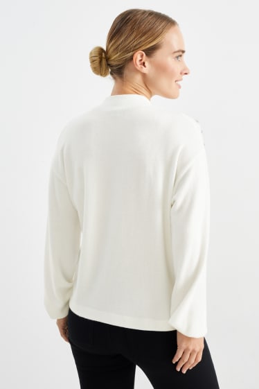 Femmes - Sweat - effet brillant - blanc crème