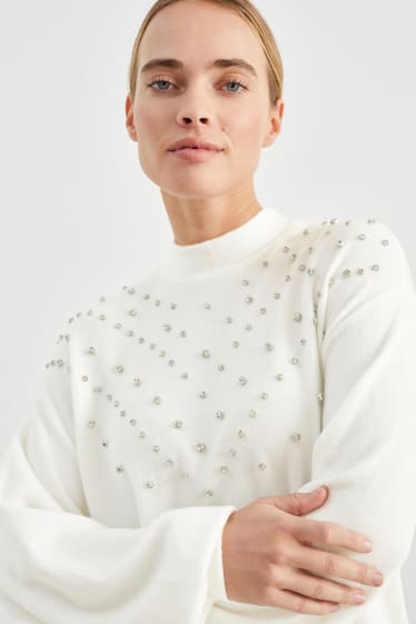 Dames - Sweatshirt - glanseffect - crème wit