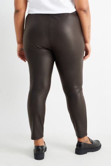Dona - Leggings - pell sintètica - marró fosc