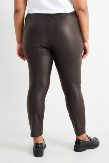 Donna - Leggings - similpelle - marrone scuro