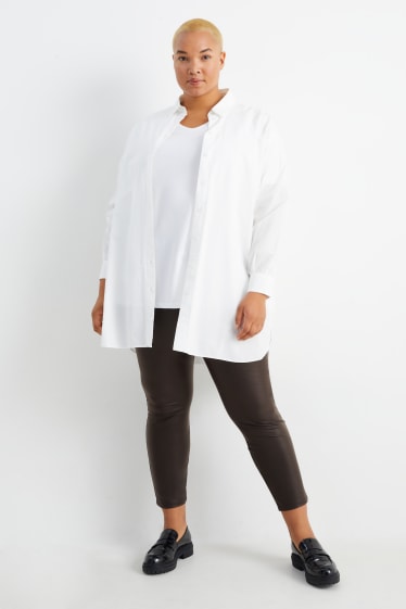 Dona - Leggings - pell sintètica - marró fosc