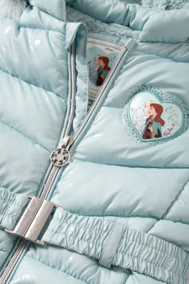 Nen/a - Frozen - jaqueta embuatada amb caputxa i rivet de pèl sintètic - turquesa clar