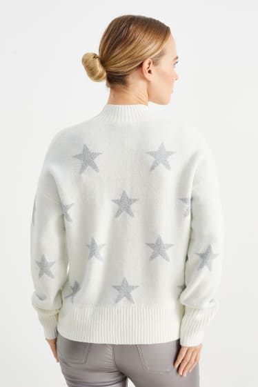 Donna - Maglione - stelle - bianco