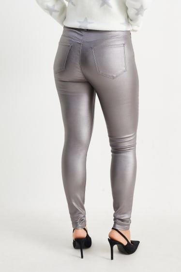 Kobiety - Spodnie materiałowe - wysoki stan - skinny fit - srebrny