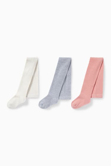 Enfants filles - Lot de 3 - collants - rose