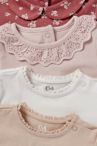 Bebeluși - fete - Multipack 4 buc. - cai și flori - tricou cu mânecă lungă bebeluși - alb-crem