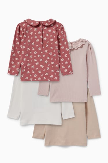 Bebeluși - fete - Multipack 4 buc. - cai și flori - tricou cu mânecă lungă bebeluși - alb-crem