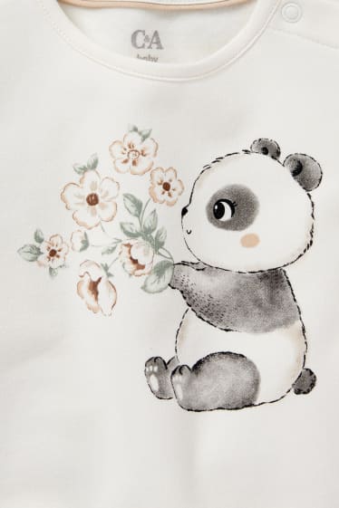 Neonati - Confezione da 2 - panda e fiorellini - felpa per neonati - bianco crema