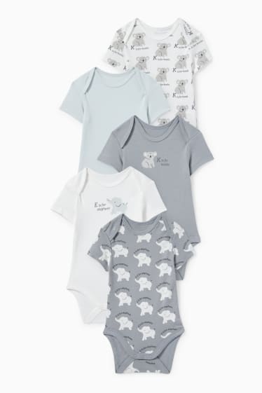 Bébés - Lot de 5 - koala et éléphant - body pour bébé - gris