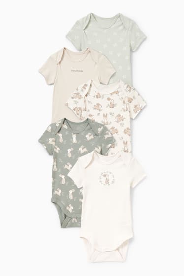 Baby: meisjes - Set van 5 - haasjes - rompertje - mintgroen