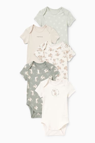 Babies - Multipack of 5 - rabbit - baby bodysuit - mint green